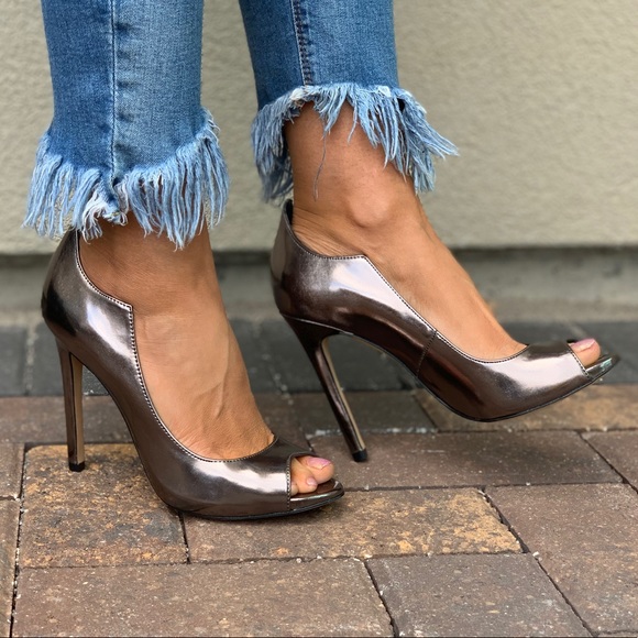 Anthropologie Shoes - NIB Metallic Peep Toe Stiletto Heel Pump